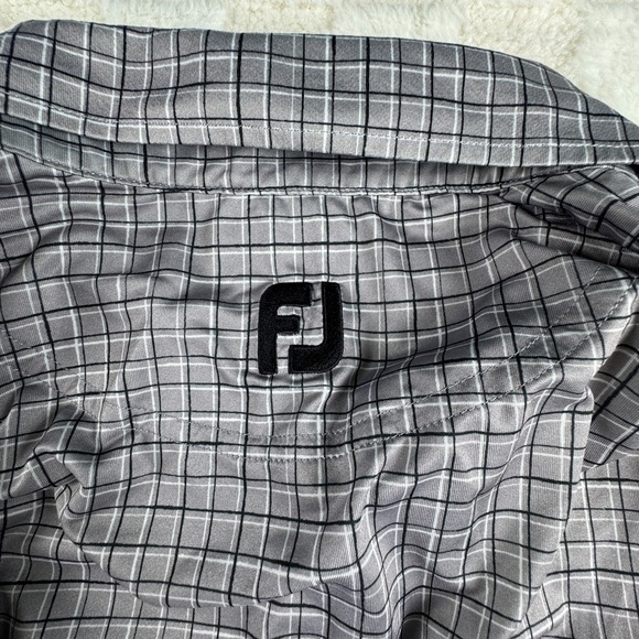 FootJoy Men's Large Gray Plaid Polo Shirt Sunnyside Country Club Sleeve Logo - Picture 11 of 13
